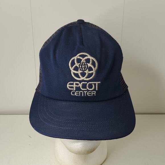 Vintage EPCOT Center Hat Cap Snapback Trucker Embroidered Disney Logo Blue USA - Picture 1 of 10
